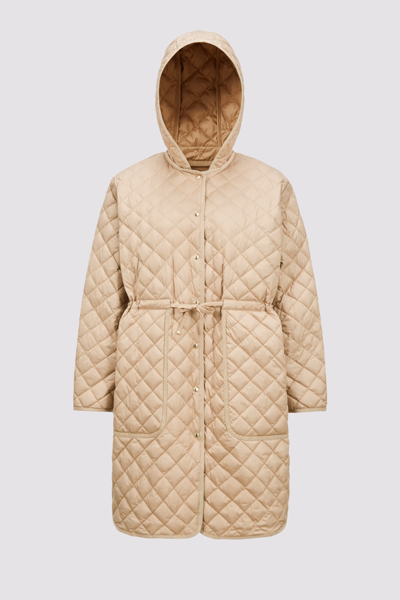Plumífero largo acolchado con motivo de rombos y capucha Etelan Mujer Beige Moncler 2